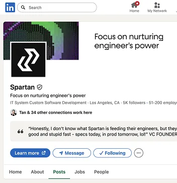 Spartan on LinkedIn